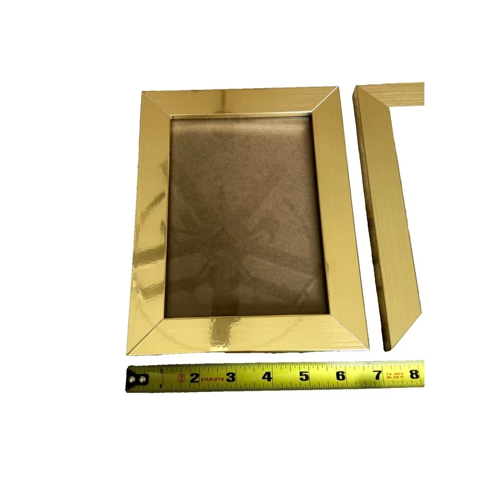 Set 2 Gold Wooden Picture Frames; Rectangular; Two 5x7 frames